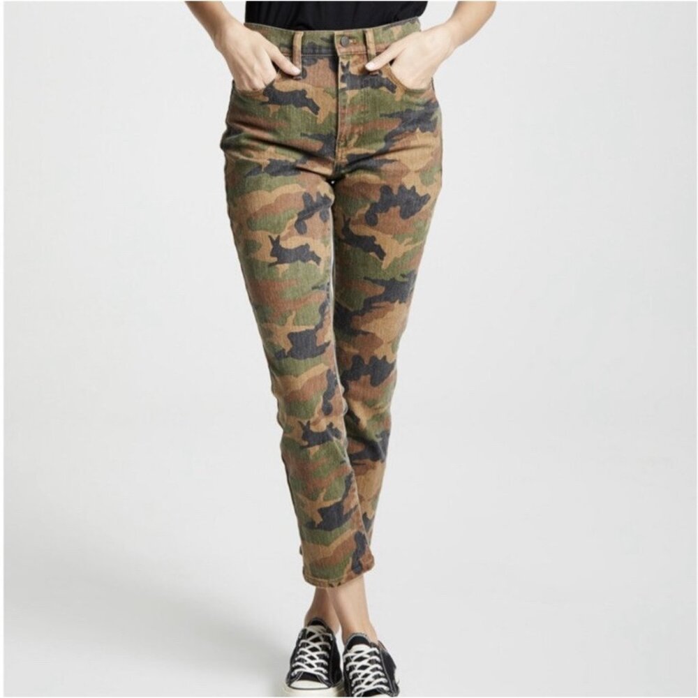 Madewell Jeans Size 24 Hi Rise Slim BoyJean Green Cottontail Camo Camoflauge